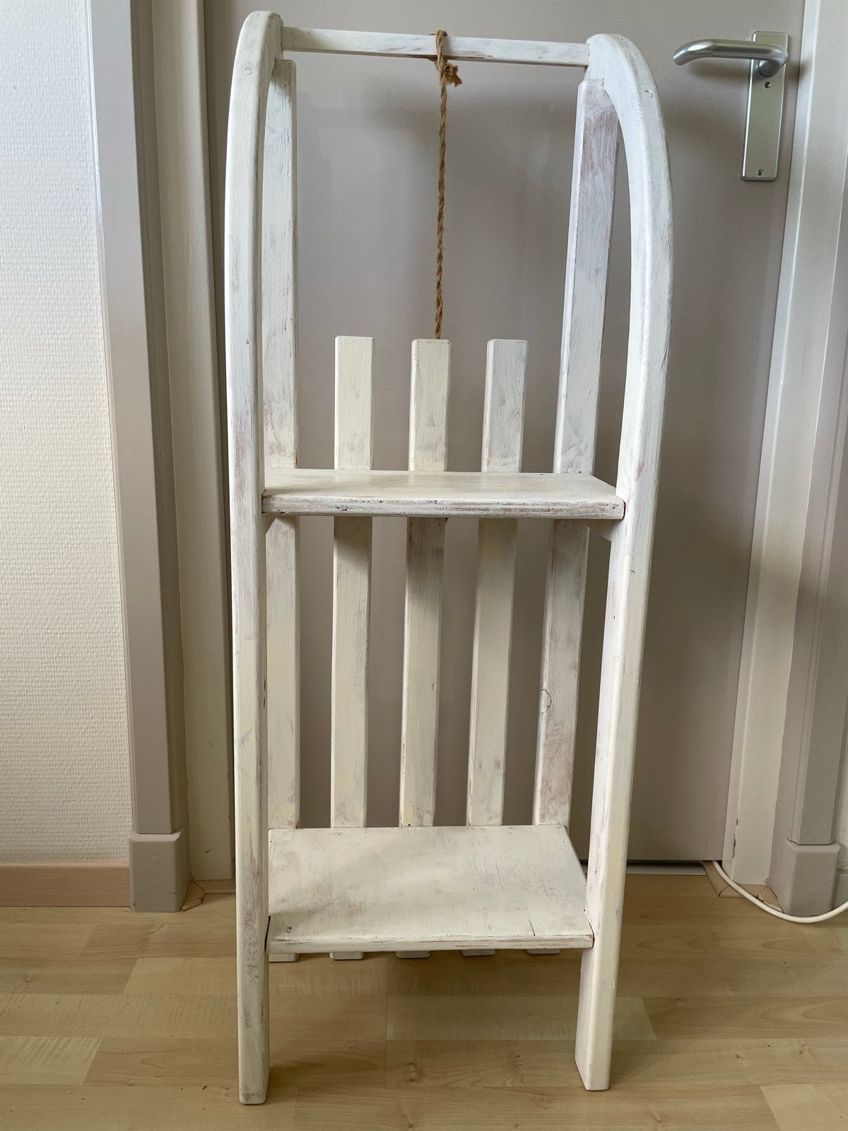 Decoratieve houten slee met planken - Wit, Ophalen, Hout, Gebruikt, Landelijk