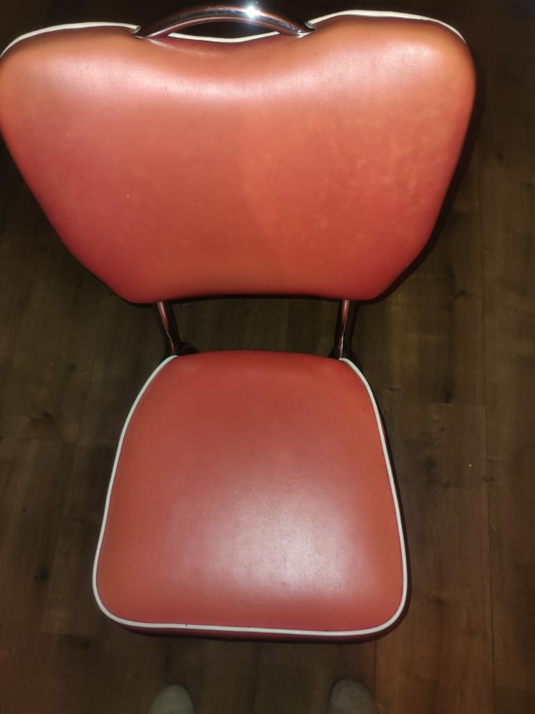 American Vintage eetkamerstoelen- Rood met chroom bel air, Ophalen of Verzenden