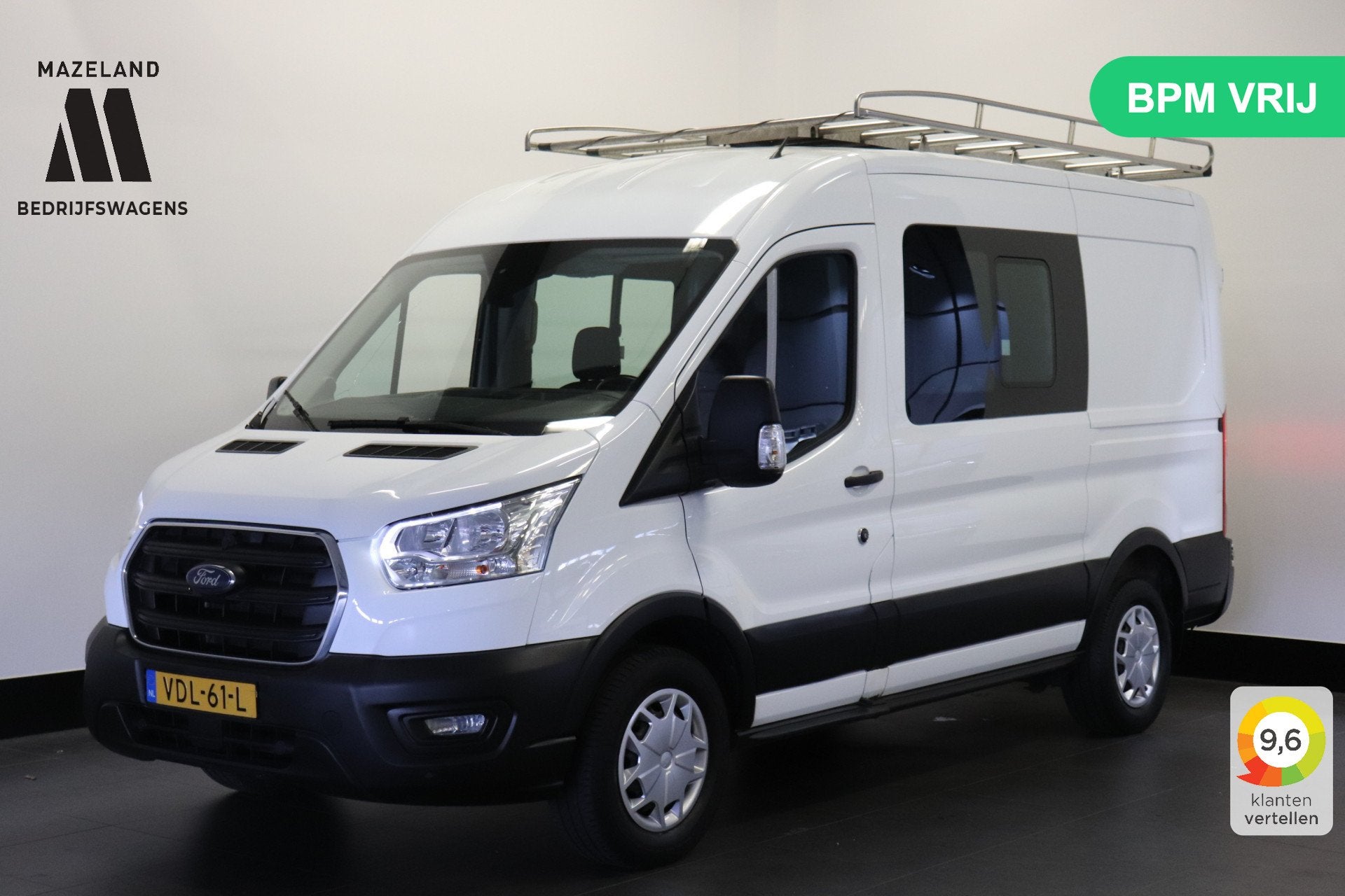 Ford Transit 2.0 TDCI L2H2 Dubbel cabine EURO 6 - Airco - Cr, Voorwielaandrijving, Stof, 4 cilinders, Wit