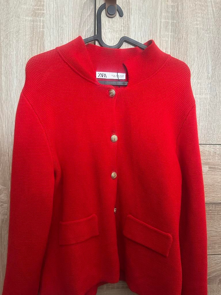 ZARA Rode Gebreide Cardigan met Gouden Knopen - Maat M, Ophalen of Verzenden, Nieuw, Maat 38/40 (M), Rood