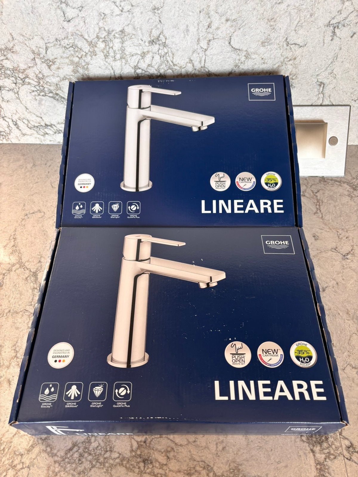 2 GROHE Lineare wastafelkranen S-size – SuperSteel nieuw, Doe-het-zelf en Verbouw, Ophalen of Verzenden, Nieuw, Rvs, Kraan