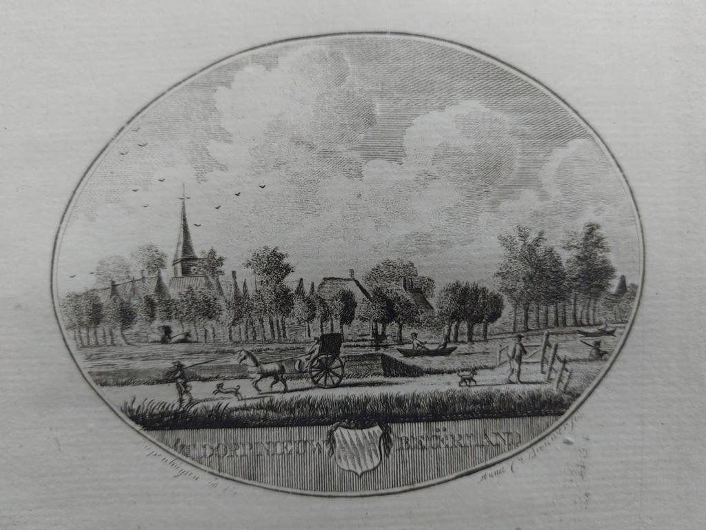 65 / Nieuw Beijerland - Gravure uit 1793  Oleffen & Bakker, Antiek en Kunst, Kunst | Etsen en Gravures, Ophalen of Verzenden