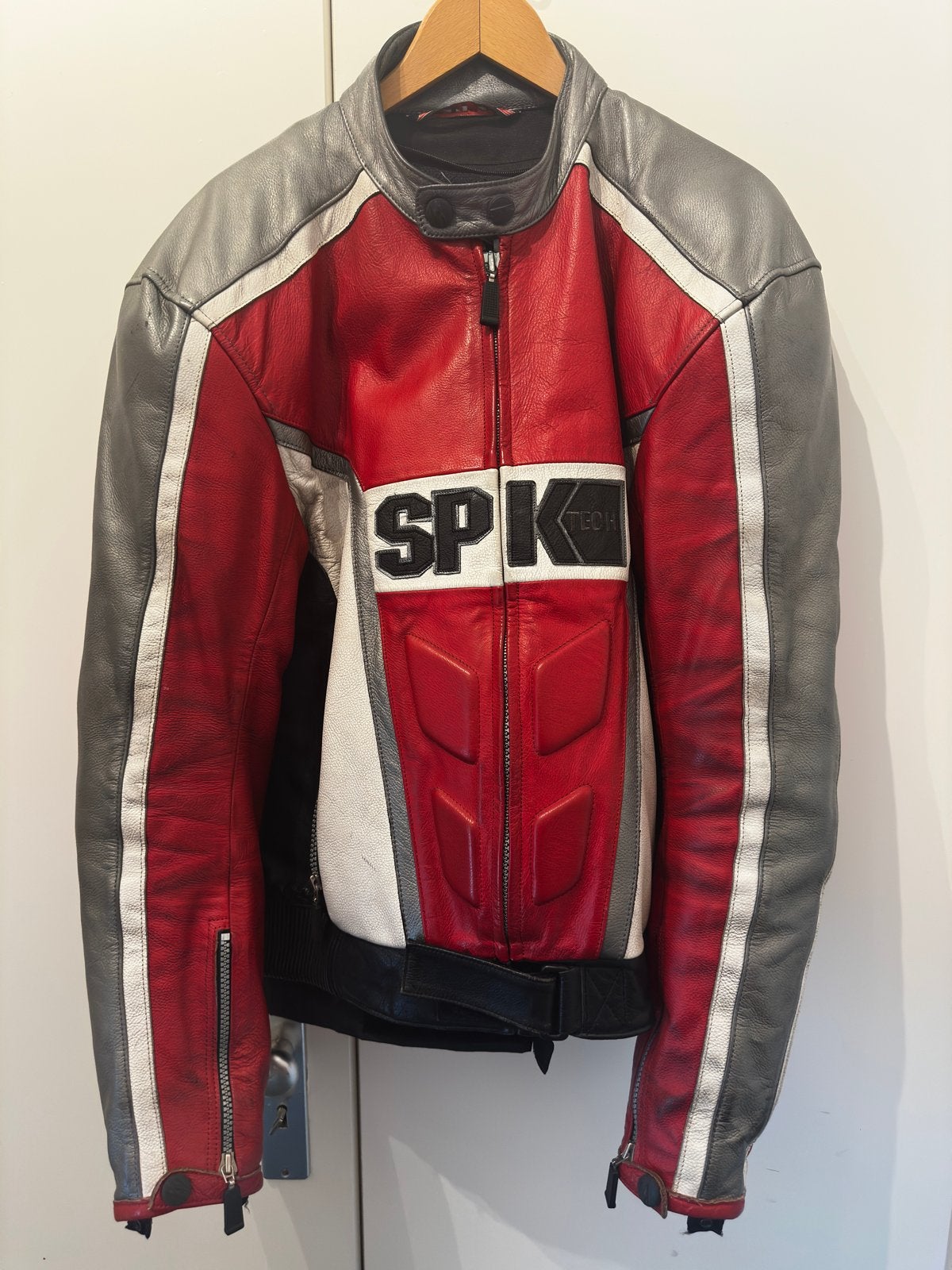 SPK Tech Leren Motorjas - Rood, Zwart, Wit, Ophalen, Tweedehands, Heren, Jas | leer