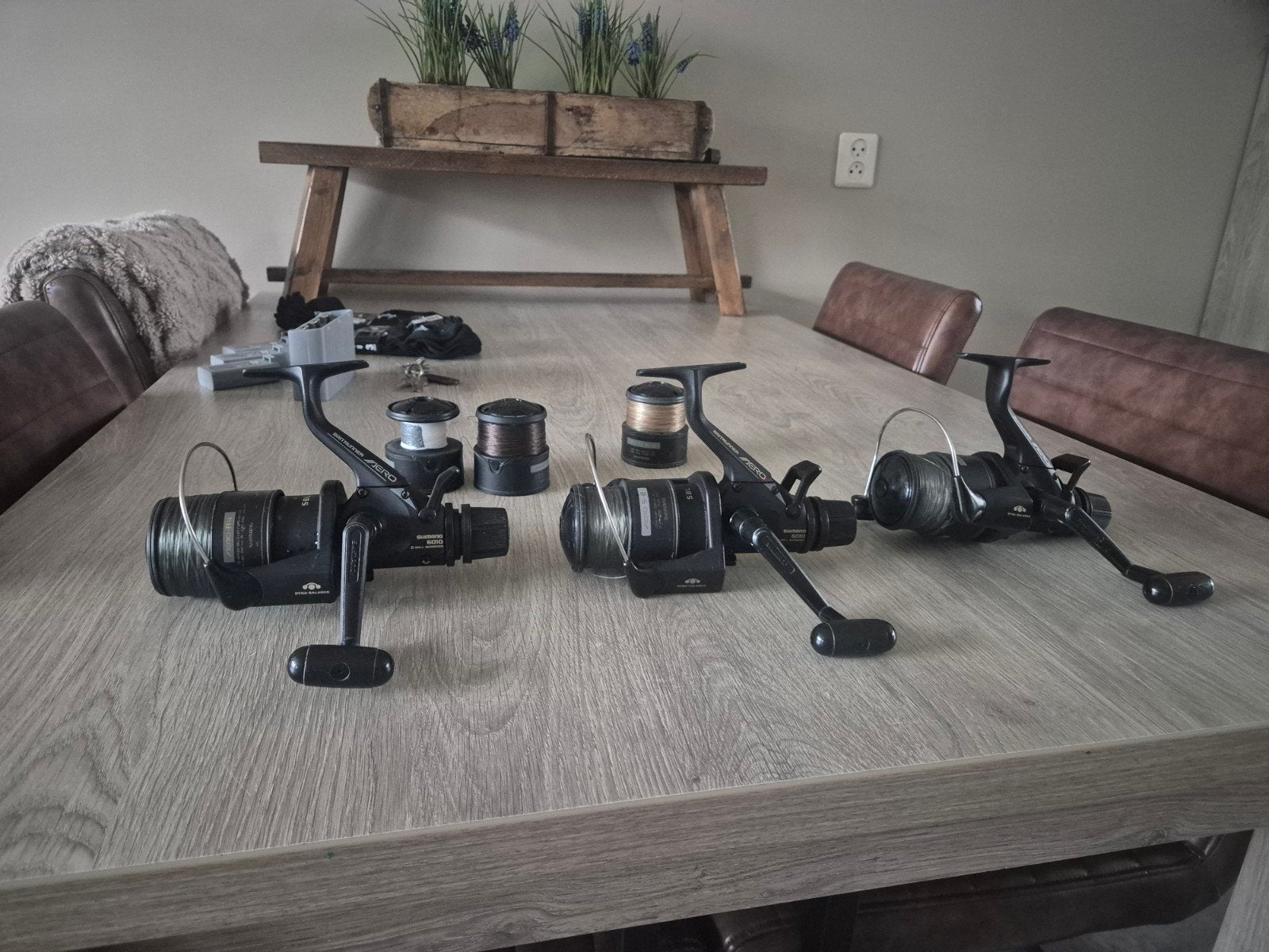 3 Shimano Aero 6010 Baitrunners + Reservespoelen, Watersport en Boten, Hengelsport | Karpervissen, Ophalen of Verzenden, Gebruikt