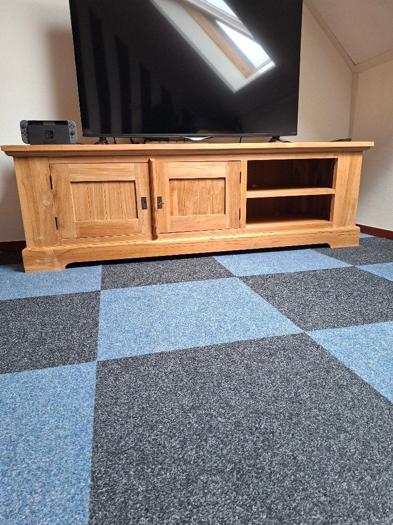 Tv-meubel, Ophalen, 150 tot 200 cm, Teakhout, Zo goed als nieuw