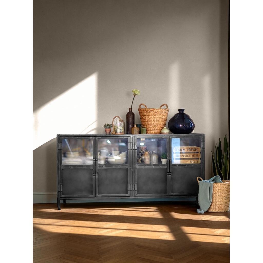 Dressoir / Industriële kast Metaal 180cm, Ophalen, Met plank(en), 150 tot 200 cm, Industrieel / Landelijk