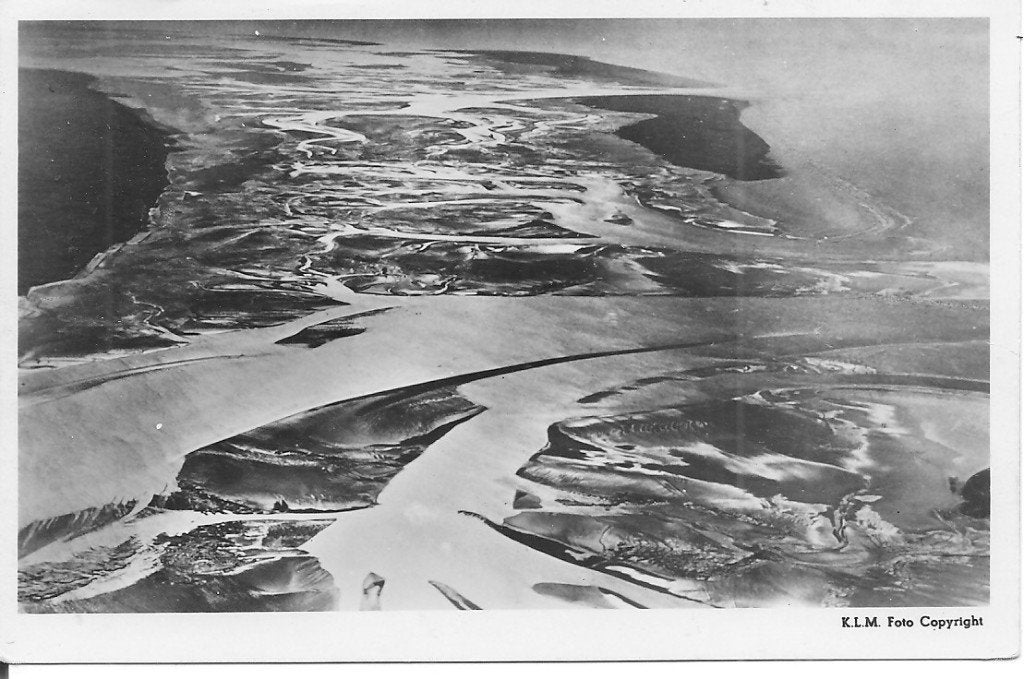 Ongelopen KLM luchtfoto Waddenzee, Ophalen of Verzenden, 1940 tot 1960, Ongelopen, Waddeneilanden