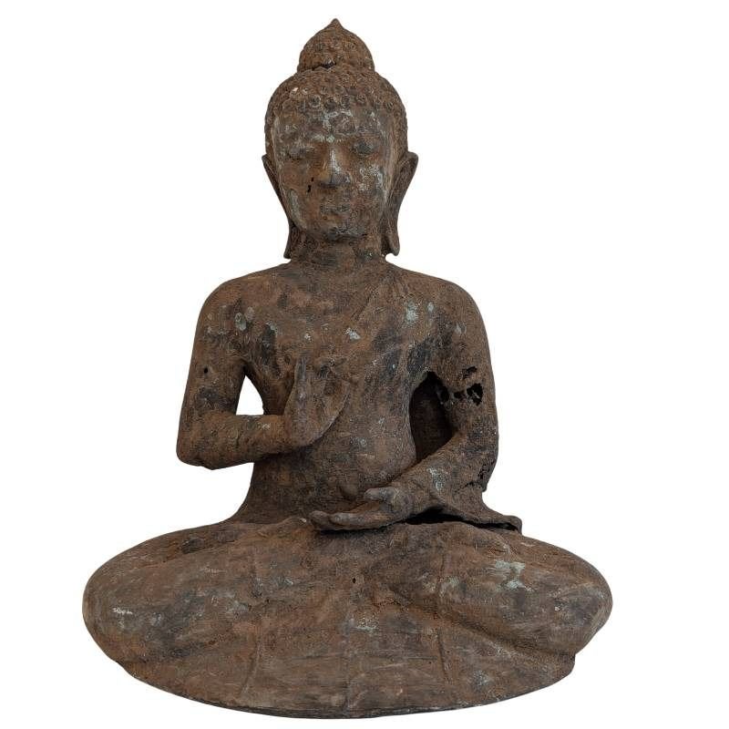 Bronzen Boeddhabeeld uit Birma – vermoedelijk 17e/18e eeuw, Gebruikt, Ophalen of Verzenden, Bruin, Overige materialen