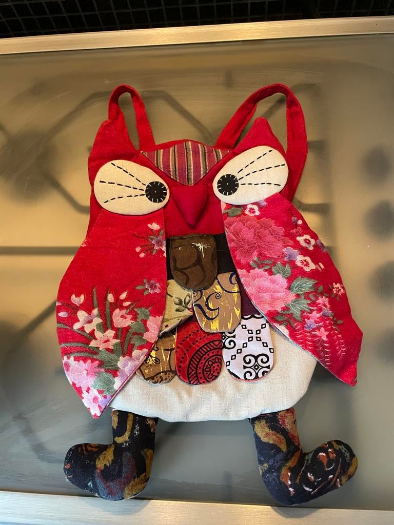 Leuke stoffen uil rugtas voor kinderen, Overige merken, Gebruikt, Minder dan 30 cm, Ophalen of Verzenden