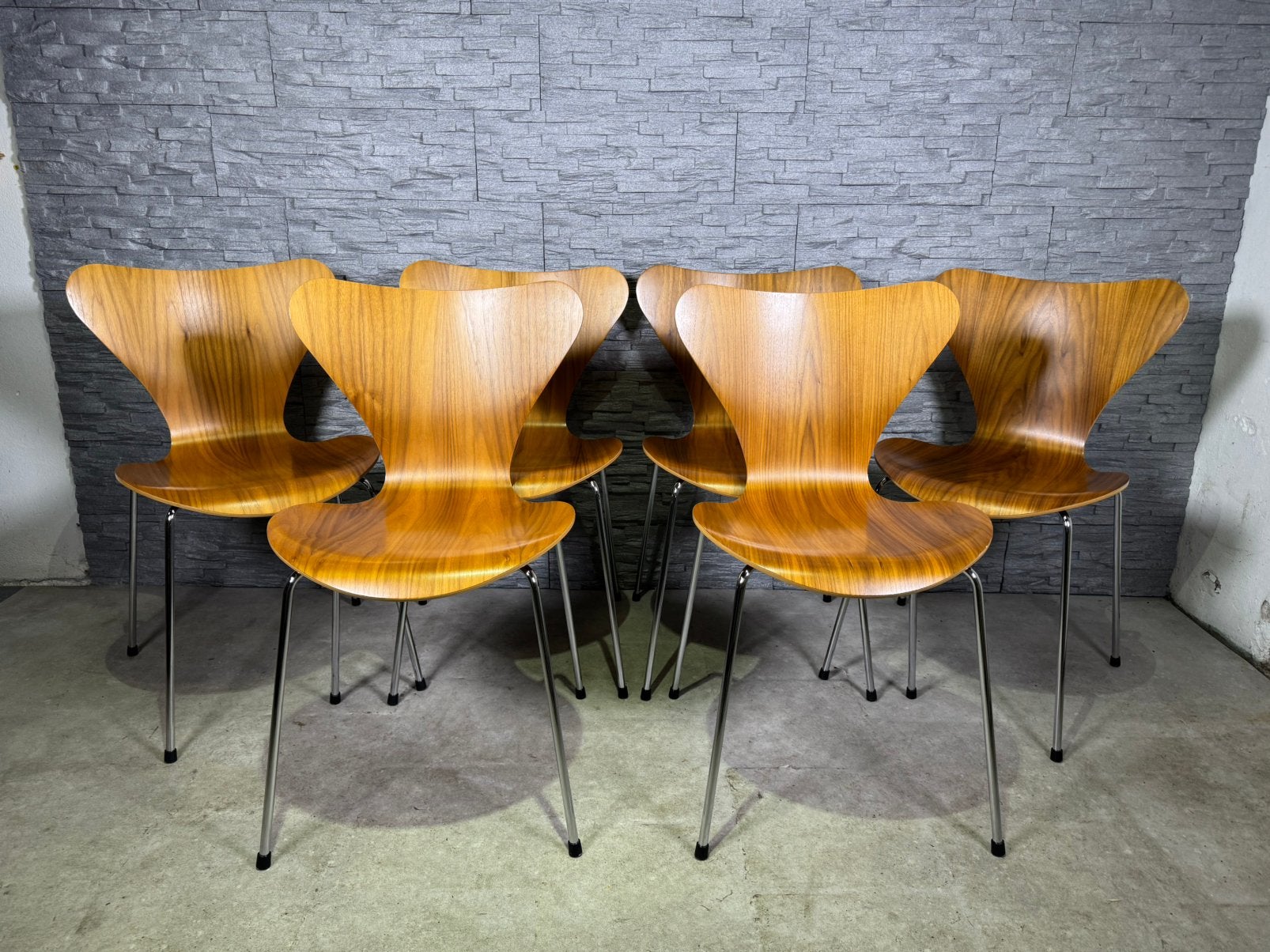 6 Fritz Hansen Series 7 Vlinder Stoelen Walnoot Fineer, Gebruikt, Fritz Hansen scandinavisch design, Overige kleuren, Fritz Hansen