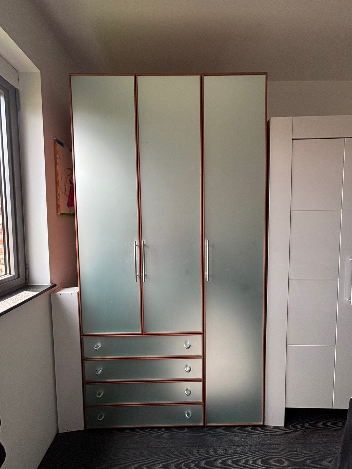 Kledingkast met lades en hangruimte, Ophalen, Gebruikt, 100 tot 150 cm, 200 cm of meer