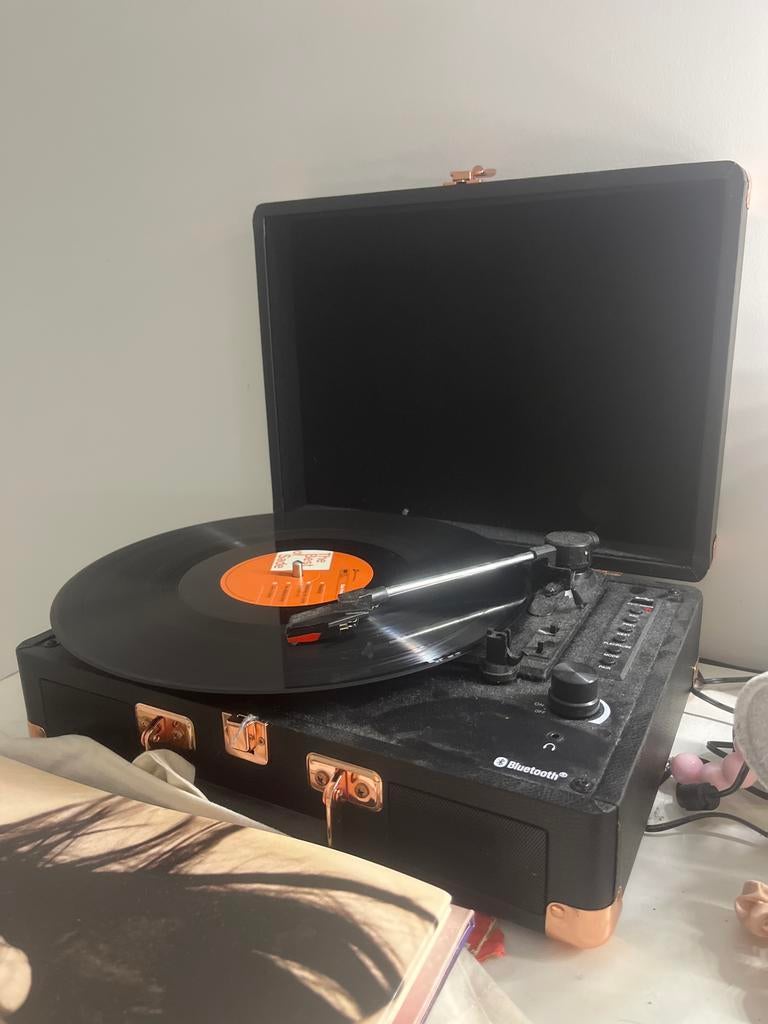 Platenspeler in koffer met Bluetooth, Audio, Tv en Foto, Platenspelers, Gebruikt, USB-aansluiting, Platenspeler, Ophalen