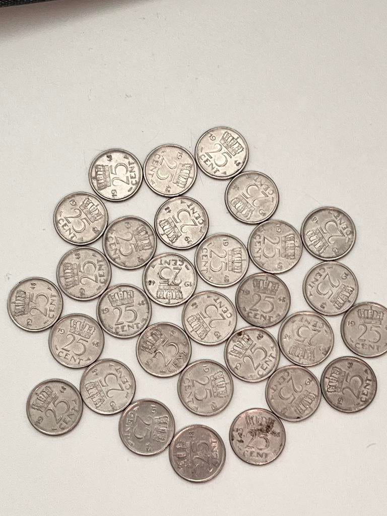 30 kwartjes uit 1948, Verzenden, Koningin Wilhelmina, 25 cent, Losse munt