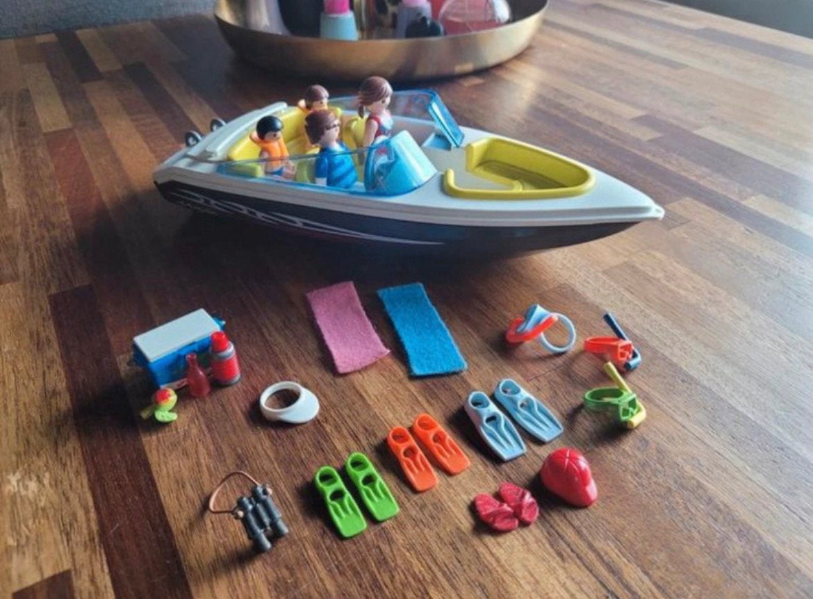 Playmobil Zwarte speedboot - 4862, Kinderen en Baby's, Speelgoed | Playmobil, Ophalen of Verzenden, Zo goed als nieuw