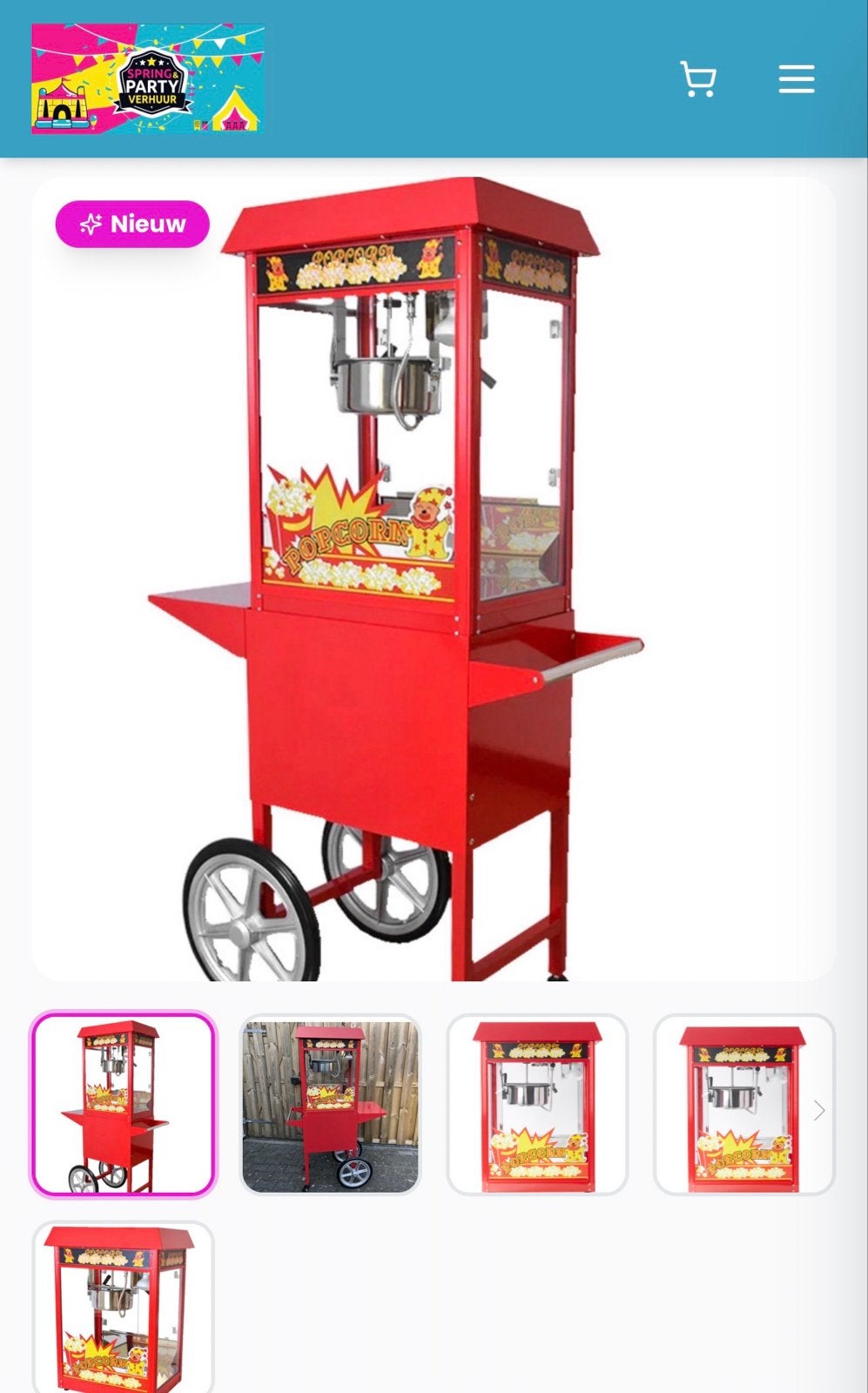 Professionele Popcornmachine op Kar - Huren ?, Ophalen