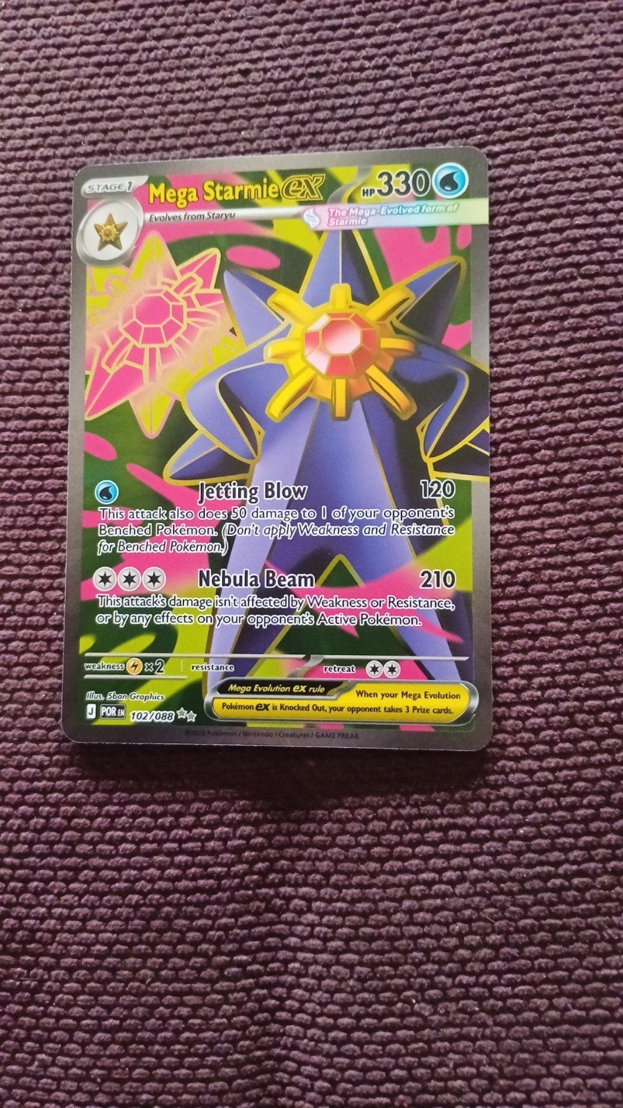 Mega Starmie EX pokemon kaart nieuwstaat, Ophalen of Verzenden, Zo goed als nieuw