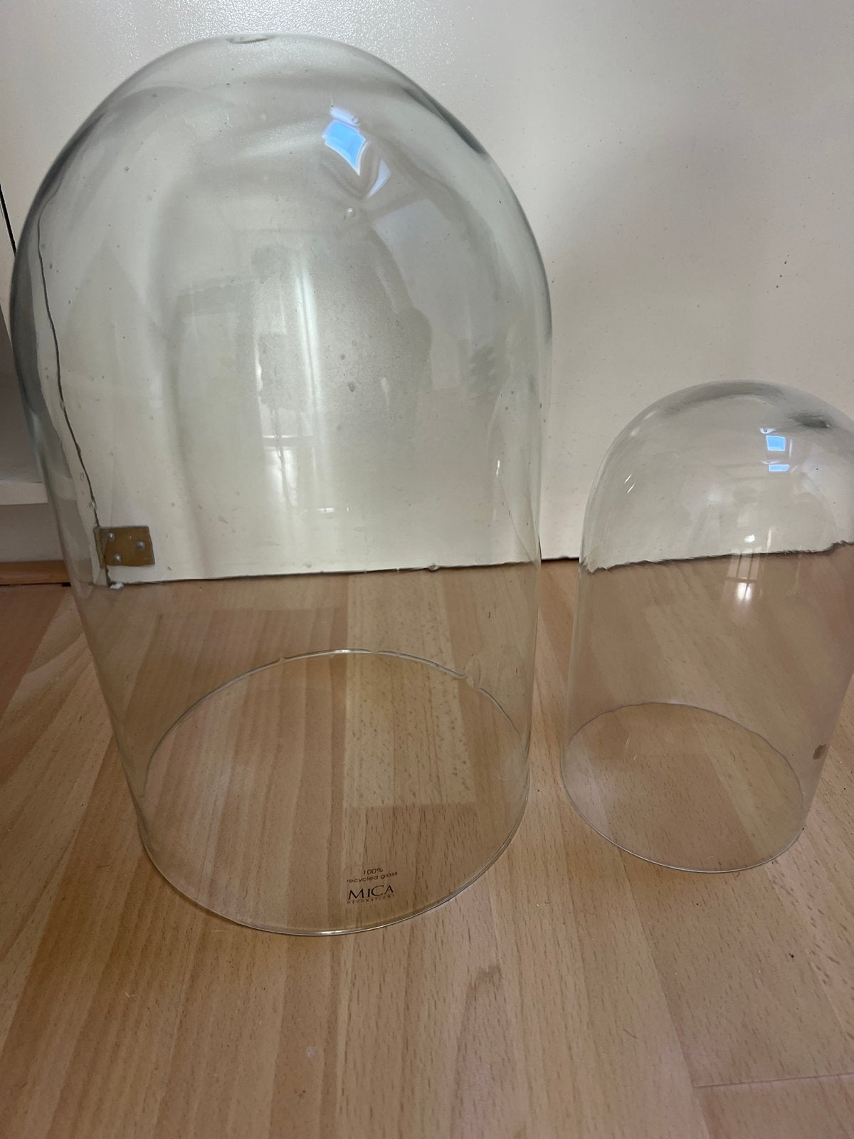 Glazen stolp set - 30 cm en 16 cm hoog, Ophalen, Gebruikt, Glas
