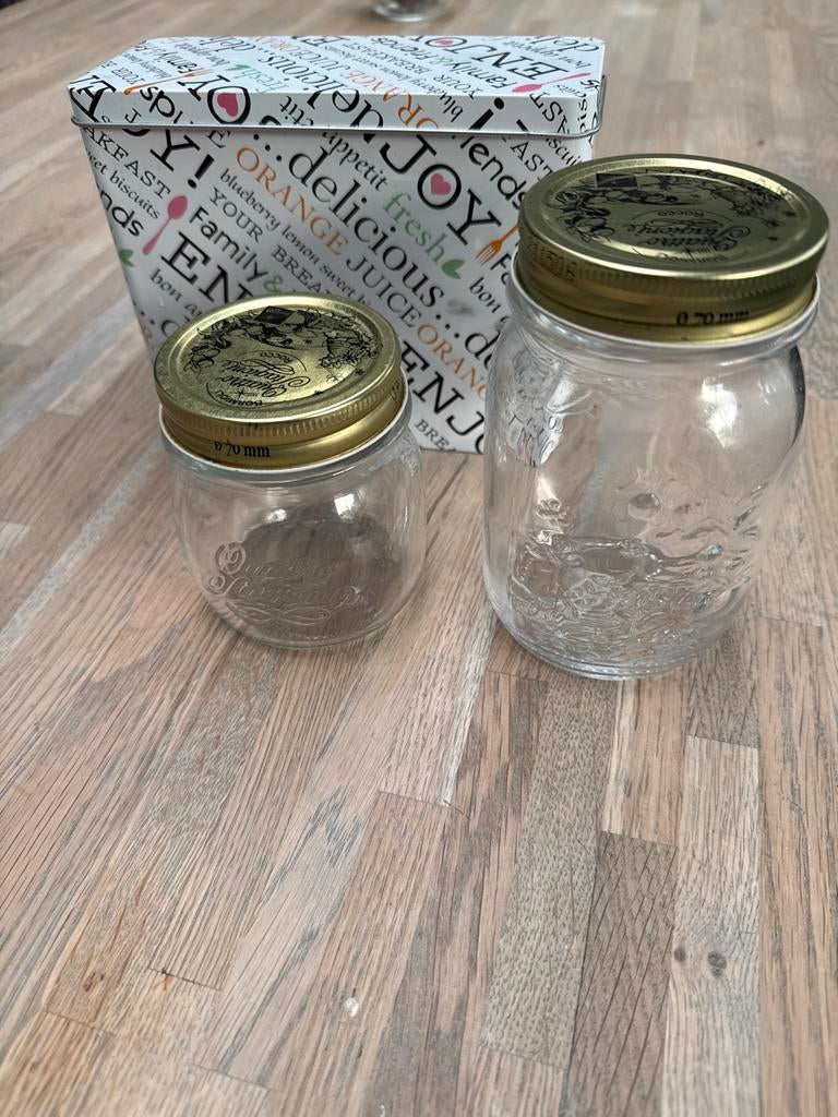 Twee voorraadpotten en een oud blik, Verzenden, Voorraadpot, Overige merken, Glas