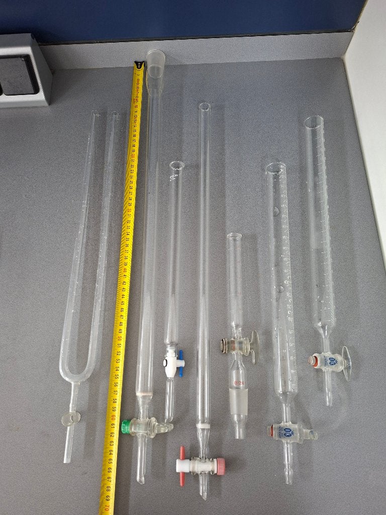 Laboratorium glaswerk Soxhlet, koelers en buretten, Ophalen, Gebruikt