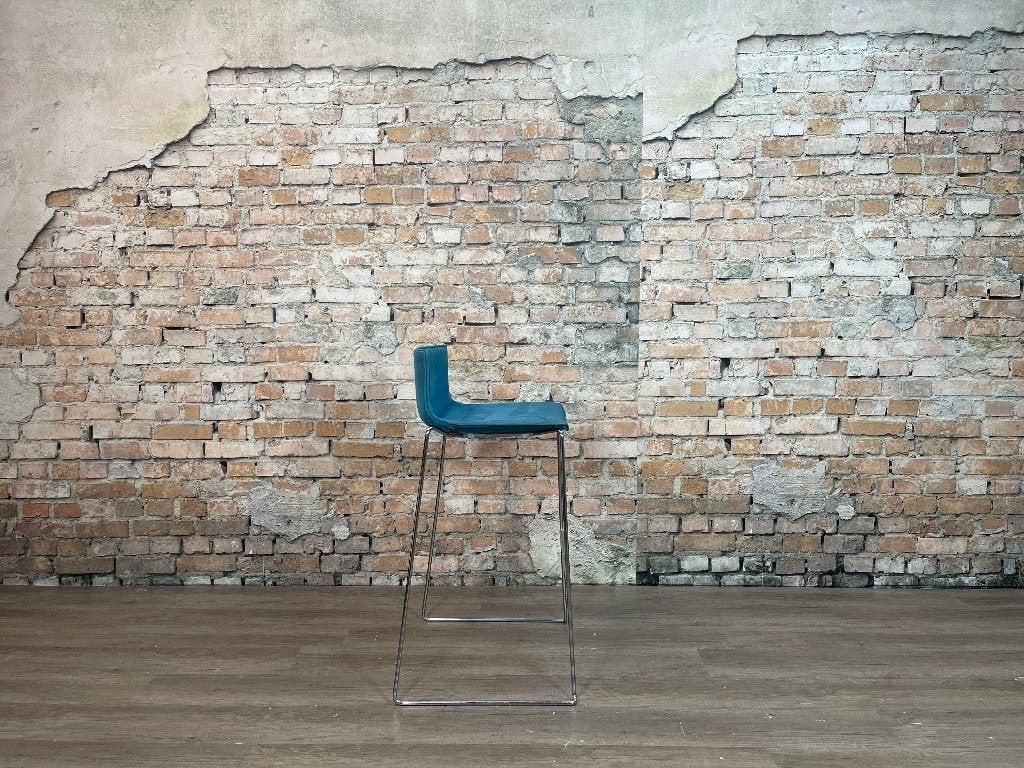 Arper Catifa 46 low barkruk – Blauw | Lievore Altherr Molina, Ophalen, Zo goed als nieuw, Metaal, 90 cm of meer