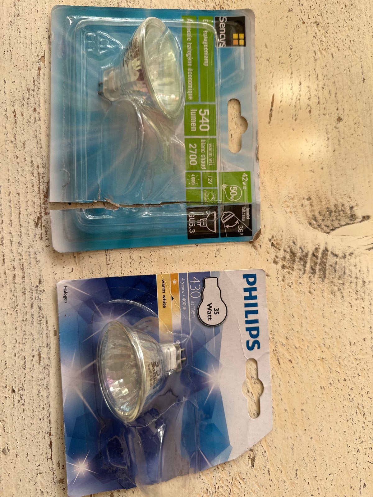 Sencys en Philips Halogeen Spot GU5.3 - 35W en 42W, Huis en Inrichting, Wit, Philips, Nieuw, GU5.3