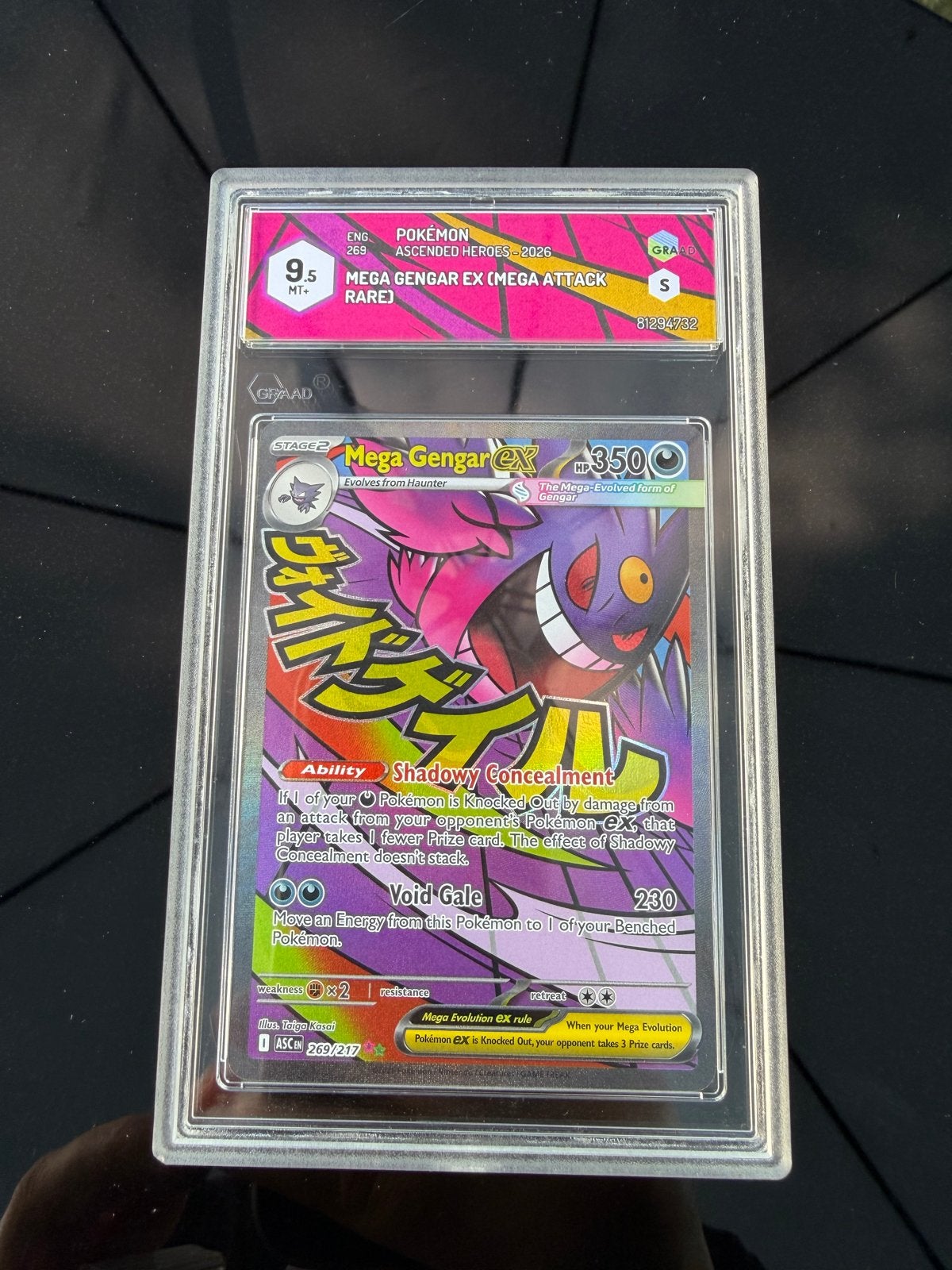 Mega Gengar Ascended Heroes Graad 9.5 Pokémon Kaart, Ophalen of Verzenden, Zo goed als nieuw, Losse kaart