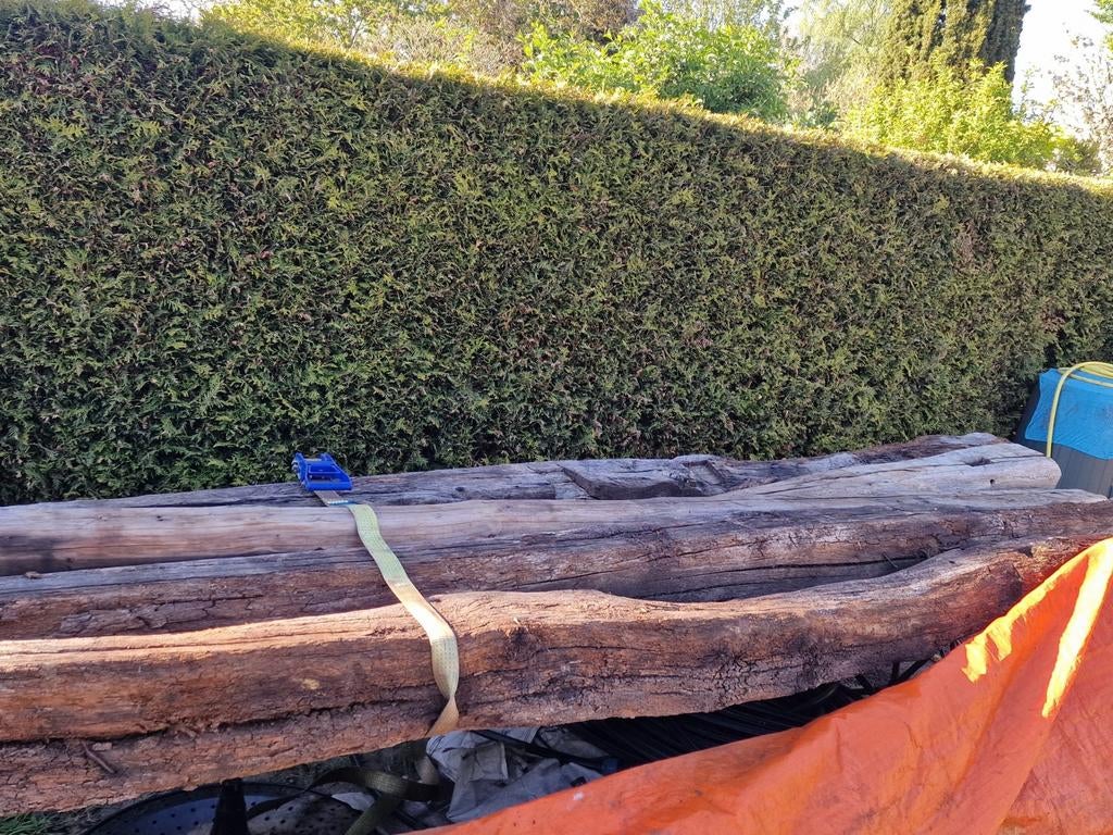 Oude eiken gebinten 4,4m authentiek boerderij hout q, Doe-het-zelf en Verbouw, Gebruikt, Eiken, Ophalen of Verzenden, Balk