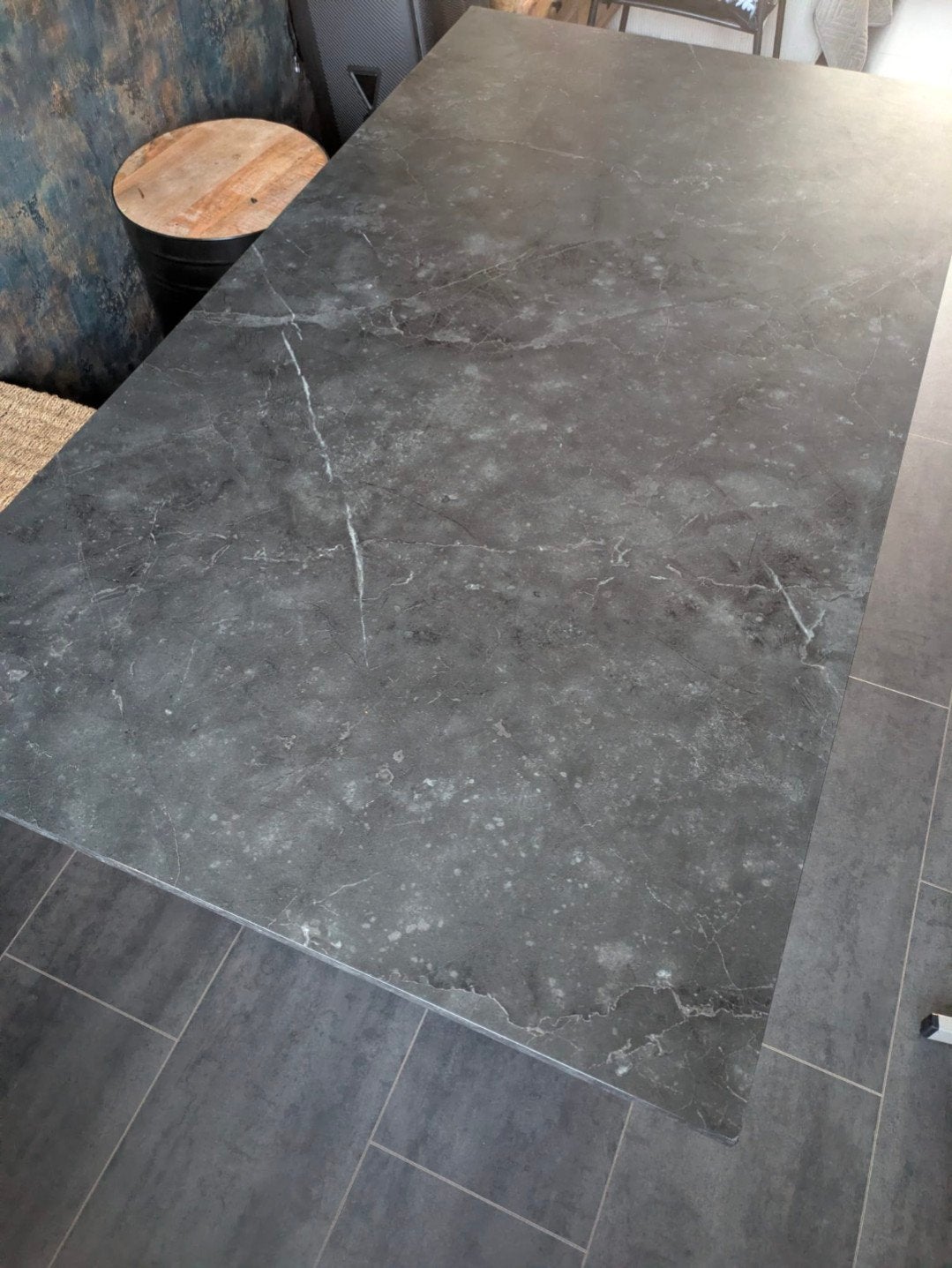 Eettafel 160x90 Zwart/Antraciet Natuursteen Look, Ophalen, Gebruikt, 50 tot 100 cm, 150 tot 200 cm