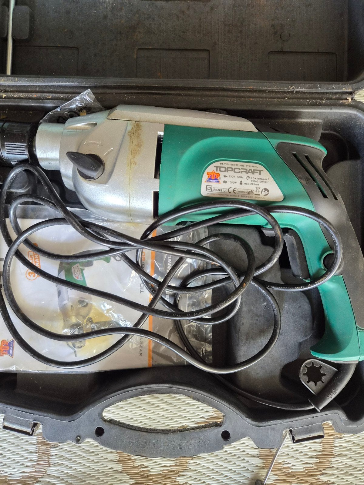 Topcraft Boorhamer TID-1050/2011NL - Krachtig en Compleet, 600 watt of meer, Boor- en/of Breekhamer, Ophalen of Verzenden, Klopboormechanisme