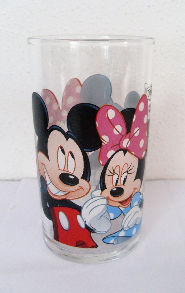 Mickey Mouse en Minnie Mouse Glas Disney Glas, Ophalen of Verzenden, Mickey Mouse, Zo goed als nieuw, Servies