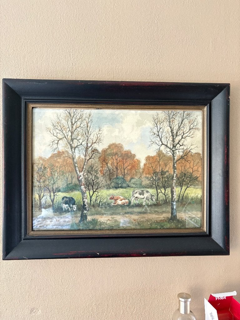 Schilderij, Achter glas, Doek, Oud hollands, Ophalen of Verzenden