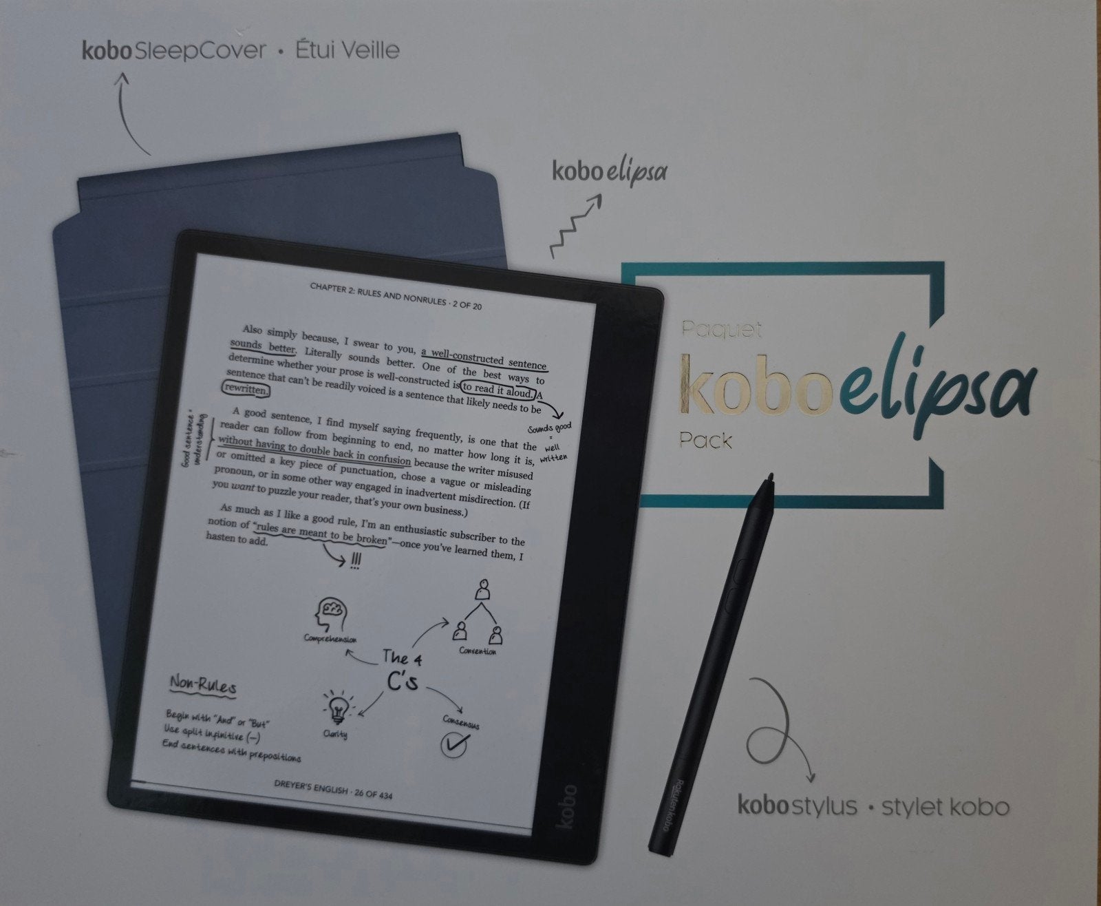 Kobo Elipsa e-reader met SleepCover en Stylus, Computers en Software, E-readers, Bluetooth, Kobo, Ophalen of Verzenden, Zo goed als nieuw