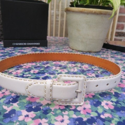 Riem leder wit Just Campagne - lengte 92 cm - br 3 cm, 3 tot 5 cm, Tailleriem, Ophalen of Verzenden, Just Campagne