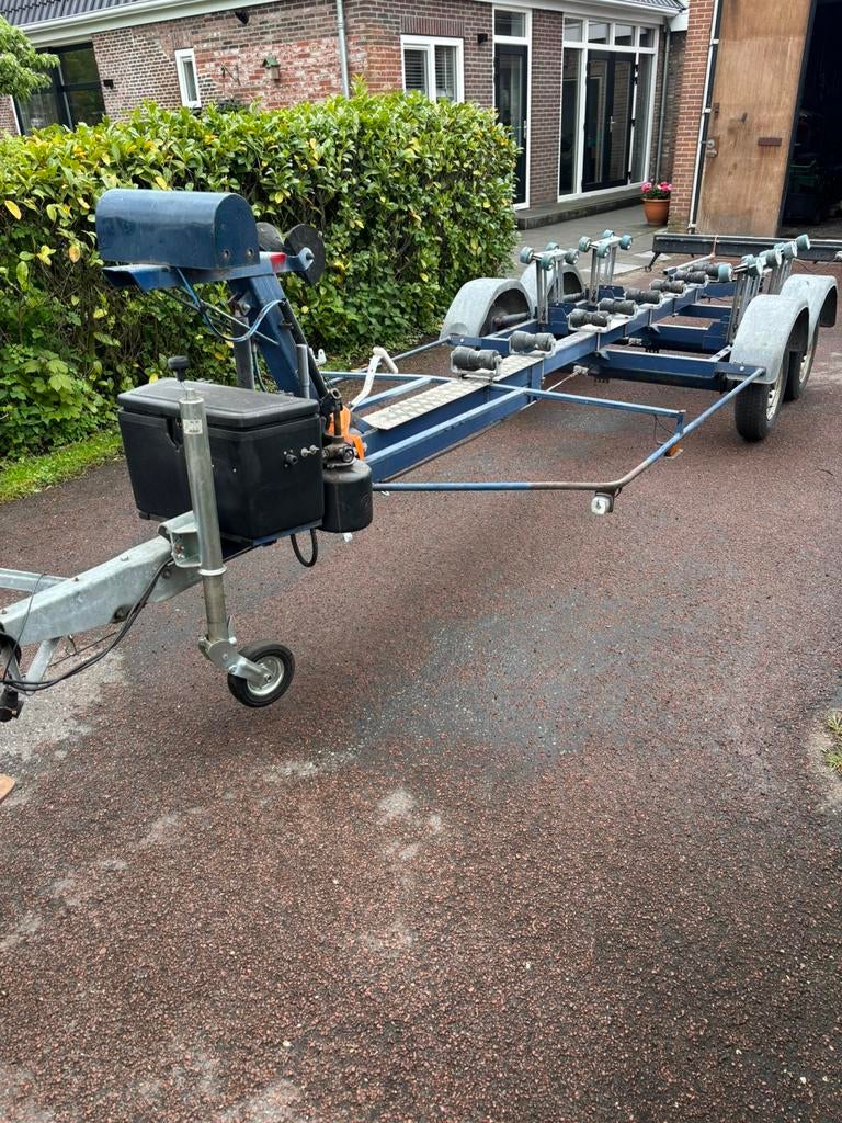 Degelijke kantelbare tandemas boottrailer met kenteken!, Watersport en Boten, Ophalen, Gebruikt, Overige typen
