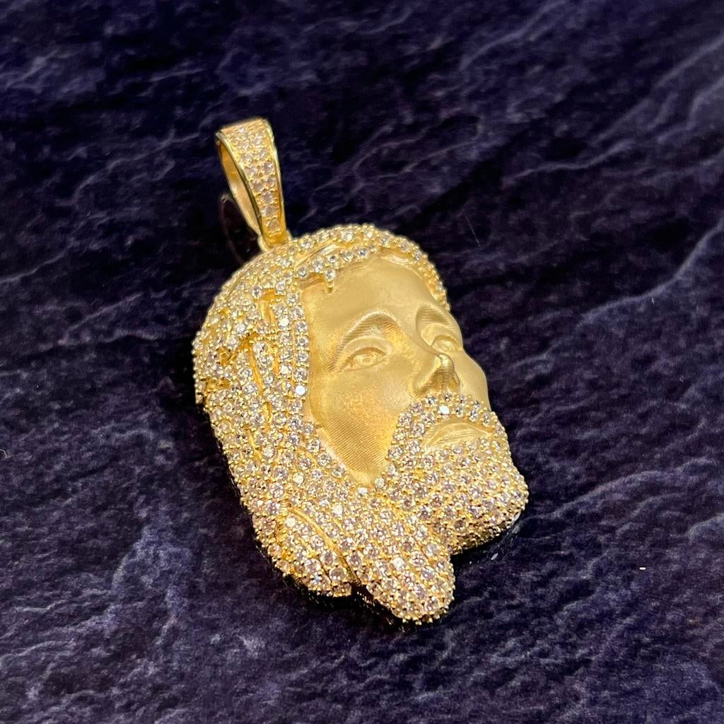 14k gouden kettinghanger jezus kruis gezicht nieuw, Ophalen of Verzenden, Zo goed als nieuw, Goud, Kruis of Symbool