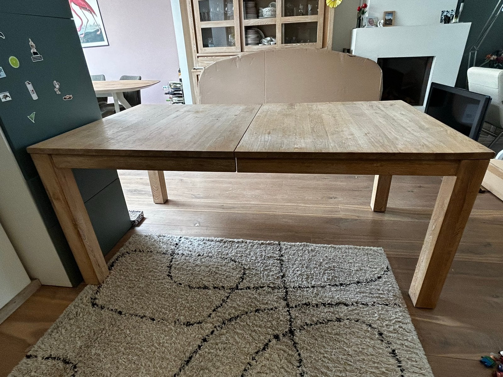 Uitschuiftafel eikenhout Hoogeboezem, Ophalen, Gebruikt, 100 tot 150 cm, Eikenhout