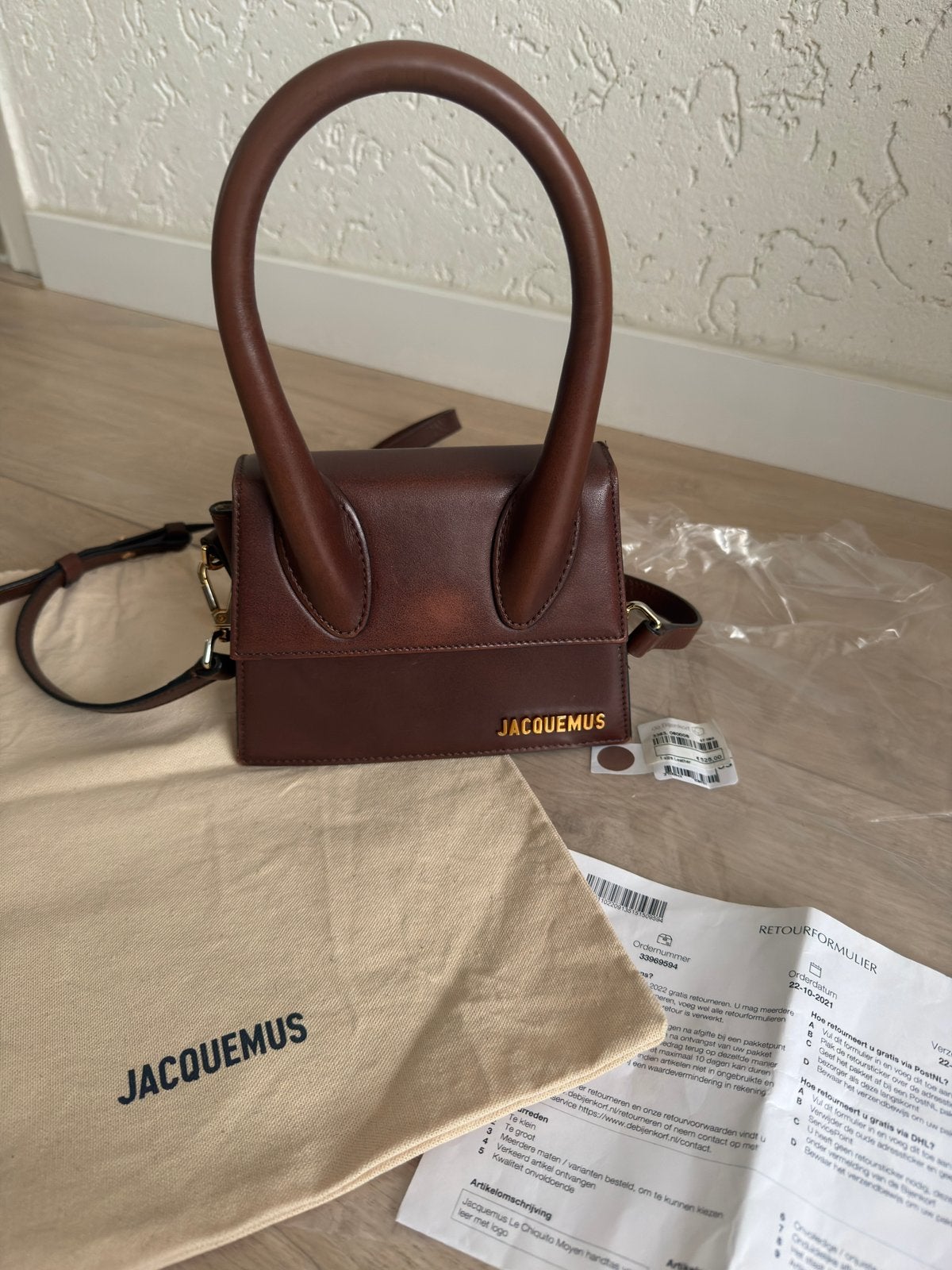 Jacquemus Le Chiquito Moyen tas, Ophalen of Verzenden, Gebruikt, Bruin, Handtas