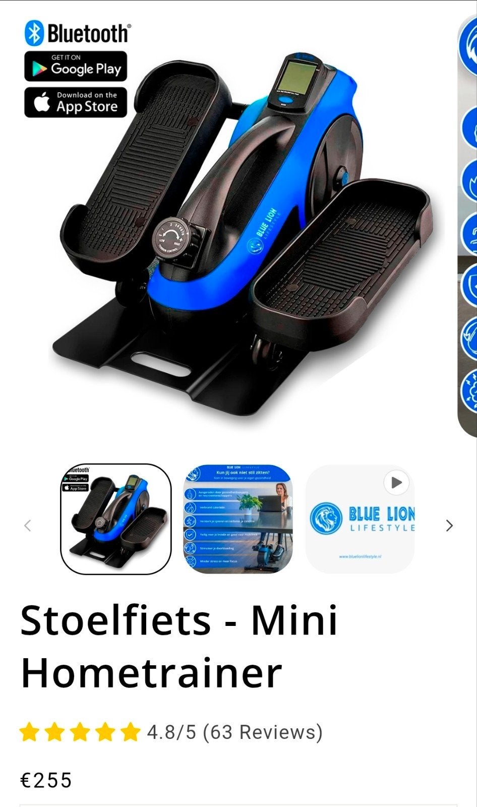 Blue Lion Stoelfiets - Mini Hometrainer - Zo goed als nieuw, Sport en Fitness, Fitnessapparatuur, Ophalen of Verzenden, Zo goed als nieuw