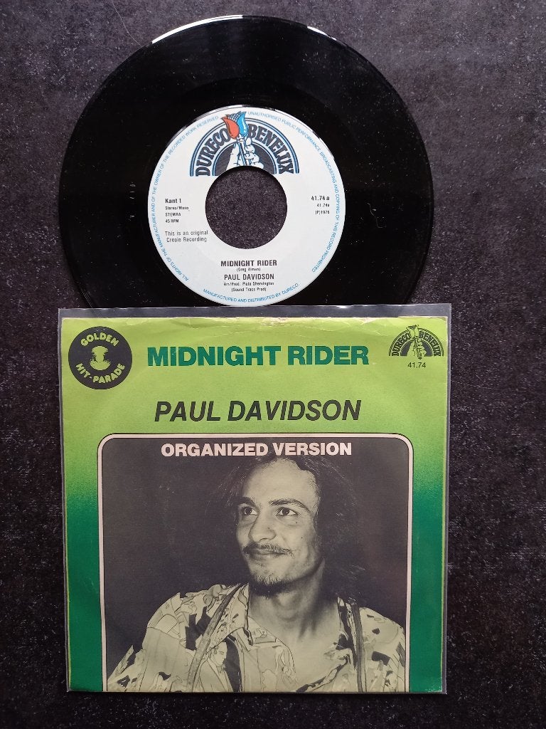 Paul Davidson - Midnight Rider reissue 1979, Cd's en Dvd's, Vinyl Singles, Gebruikt, 7 inch, Ophalen of Verzenden, Pop