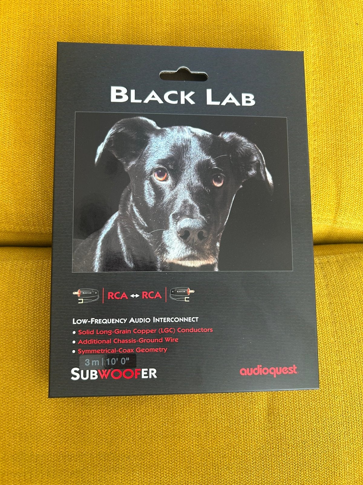 AudioQuest Black Lab Subwooferkabel - 3 meter, Ophalen, Nieuw, 2 tot 5 meter, Luidsprekerkabel