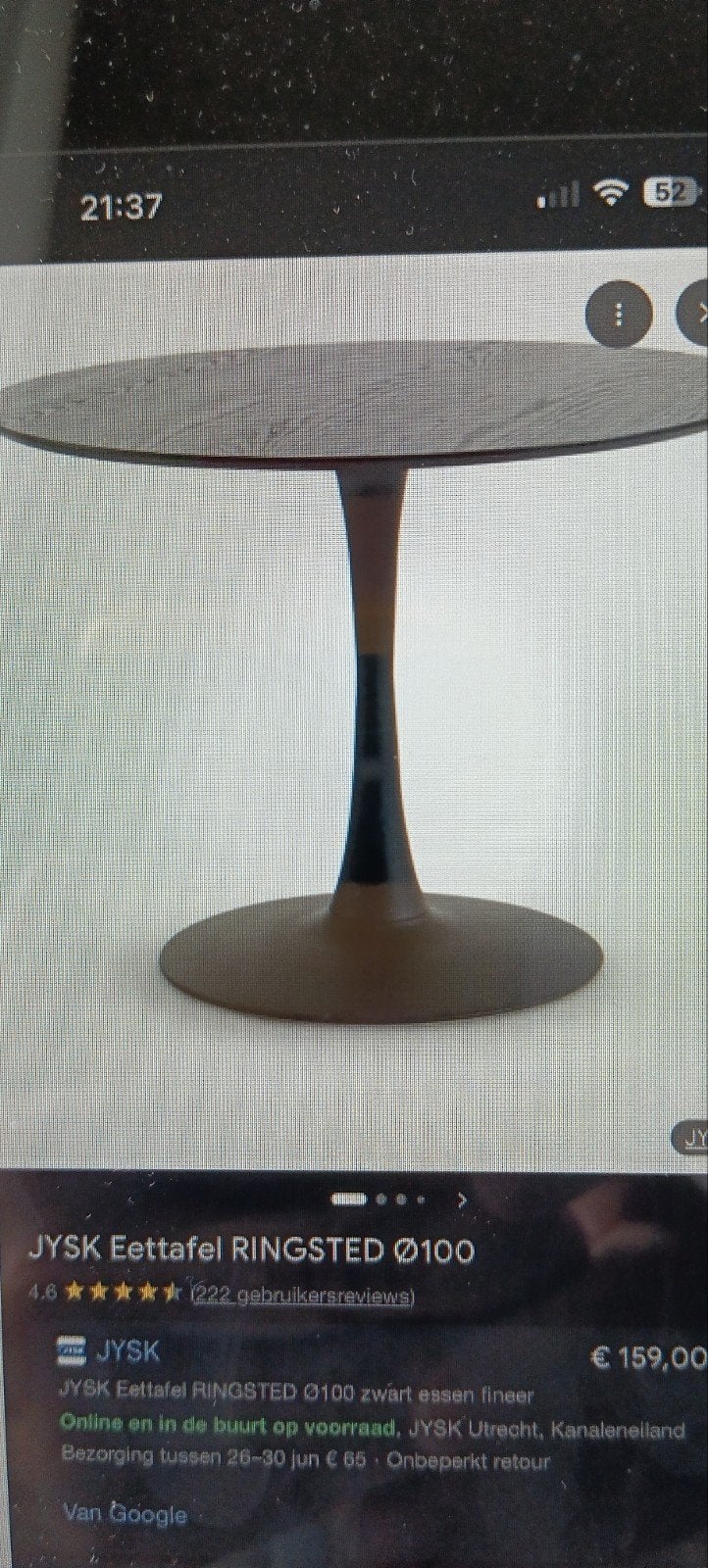 ZWARTE RONDE TAFEL...i.z.g.s., Huis en Inrichting, Tafels | Eettafels, Ophalen, Rond, Zo goed als nieuw, 100 tot 150 cm