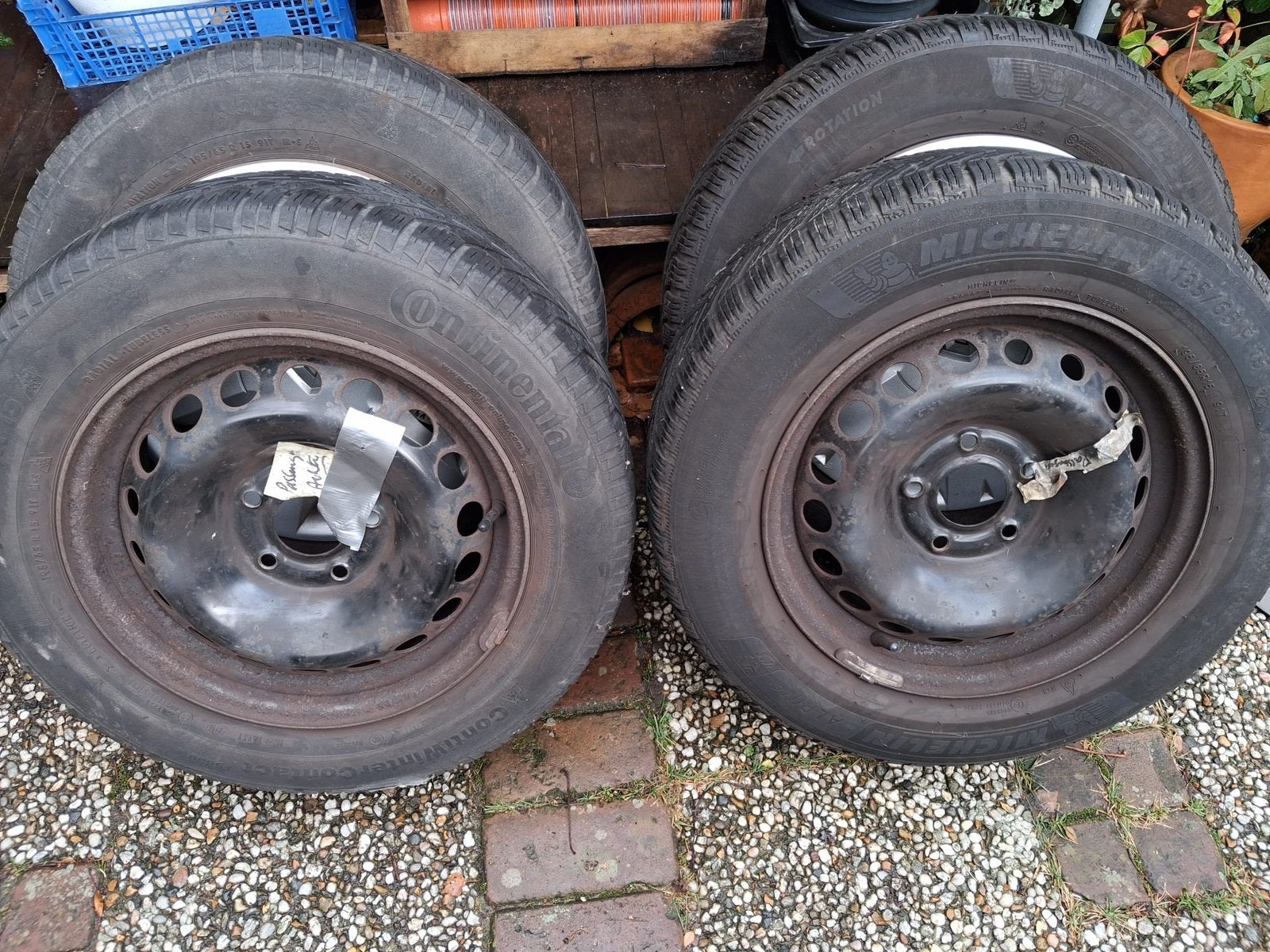 Set van vier winterbanden 195/65 R15., Ophalen, Gebruikt, 15 inch, Banden en Velgen