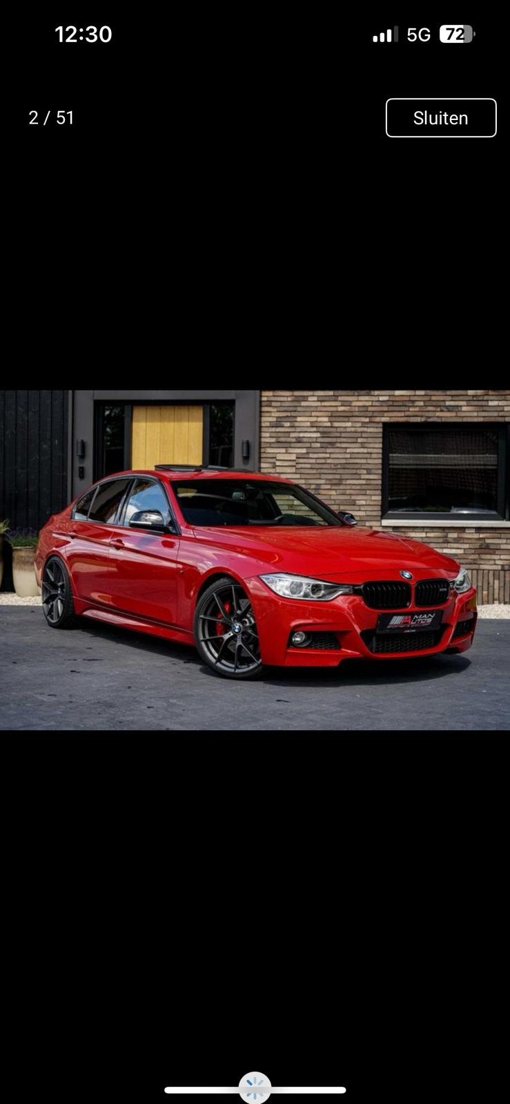 BMW m335i melbourne red, Automaat, Achterwielaandrijving, Zwart, Alcantara