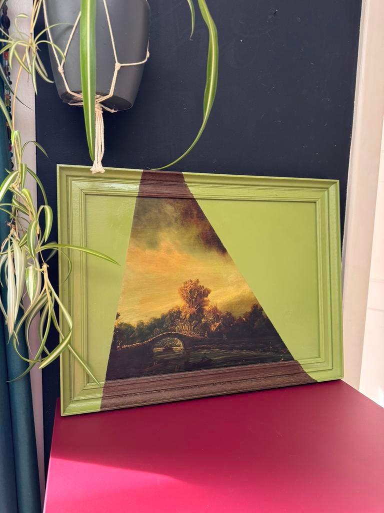 Geupcycled antiek schilderij dipped painting - W.H. Aberson, Ophalen of Verzenden