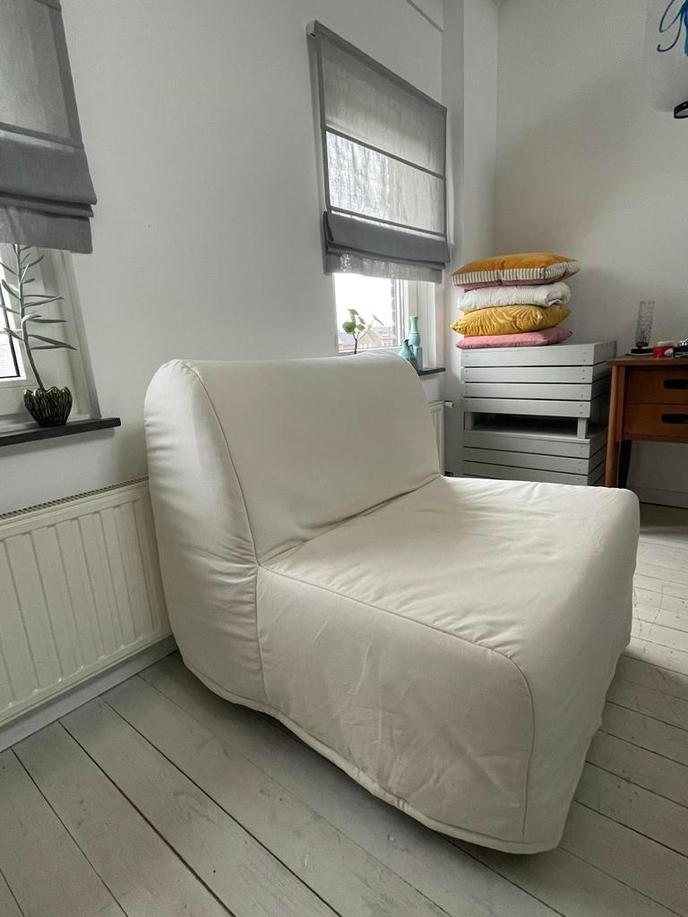 IKEA Lycksele Lovas Slaapstoel / Slaapfauteuil incl matras, Huis en Inrichting, Ophalen, Wit, Zo goed als nieuw, Eén