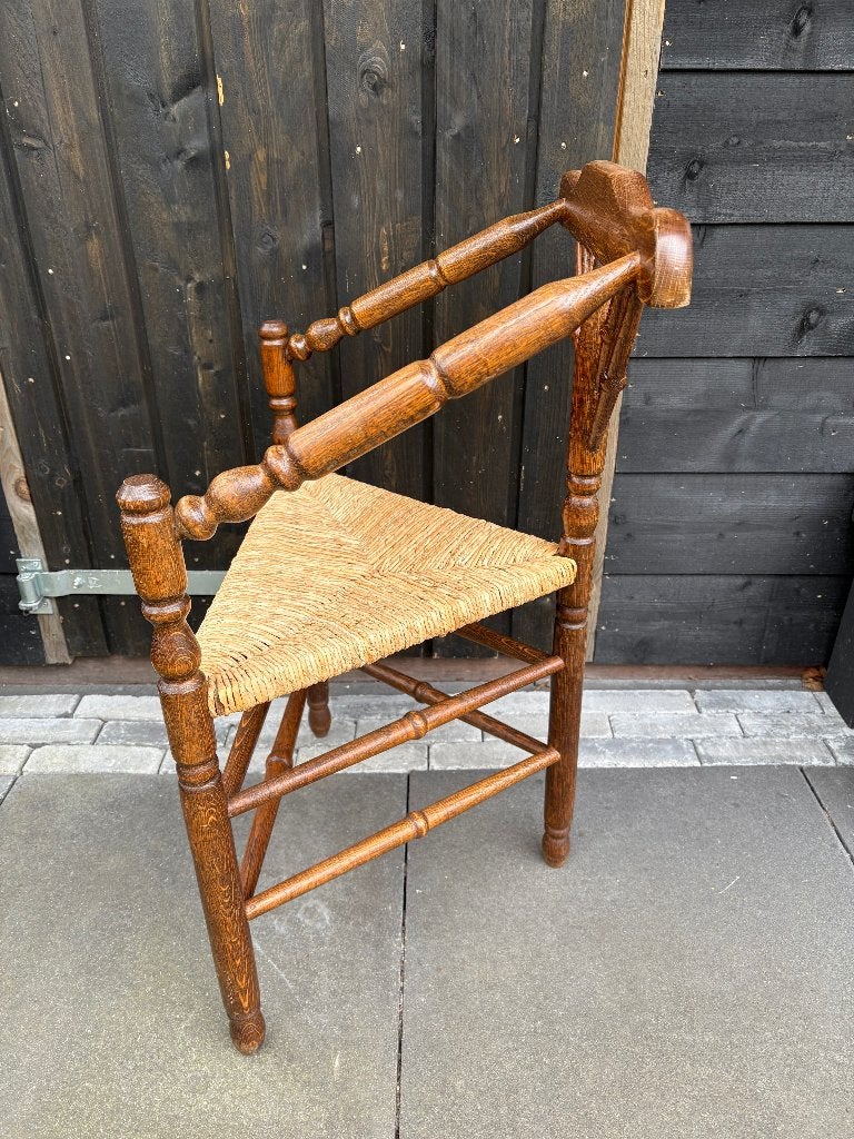 Antiek Hollands Houten Stoeltje met rieten zitting., Ophalen