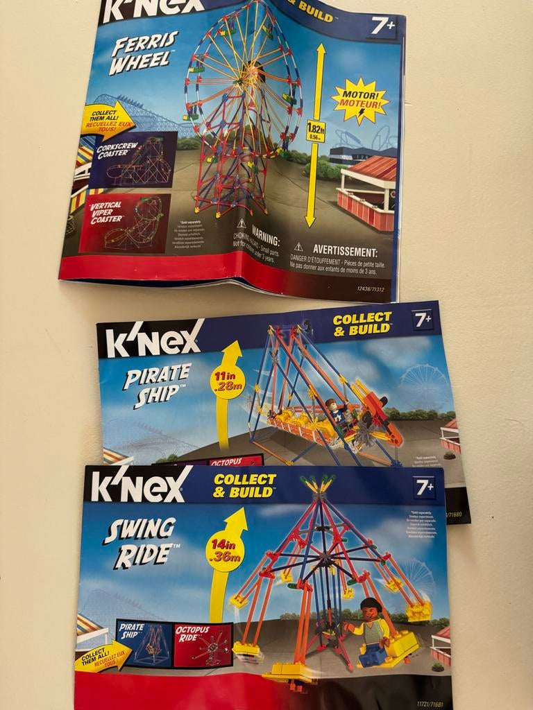 Grote doos K'nex met achtbaan, draaimolen en reuzenrad, Kinderen en Baby's, Speelgoed | Bouwstenen, Ophalen of Verzenden, Gebruikt