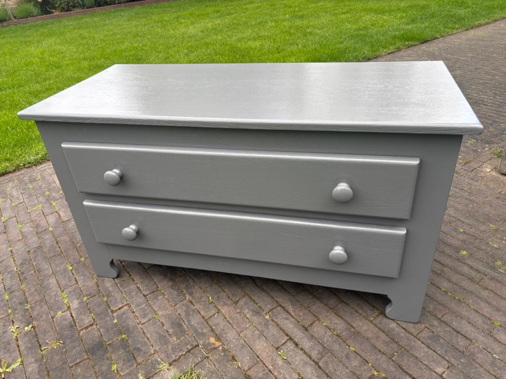 Vintage eiken ladenkast, Ophalen, Gebruikt, 50 tot 100 cm, 3 of 4 laden