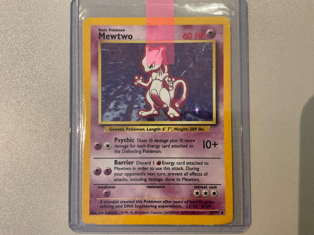 Mewtwo - Base Set - 10/102 (Holo Rare), Hobby en Vrije tijd, Verzamelkaartspellen | Pokémon, Gebruikt, Losse kaart, Verzenden