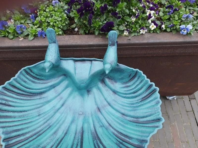 Kunststof waterschaal met voet en 2 vogeltjes –groen – 80 cm, Nieuw, Ophalen of Verzenden, Nvt@nvt.com, Nvt
